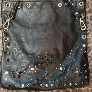 Betsey Johnson Black Hobo Bag with Gold Accents